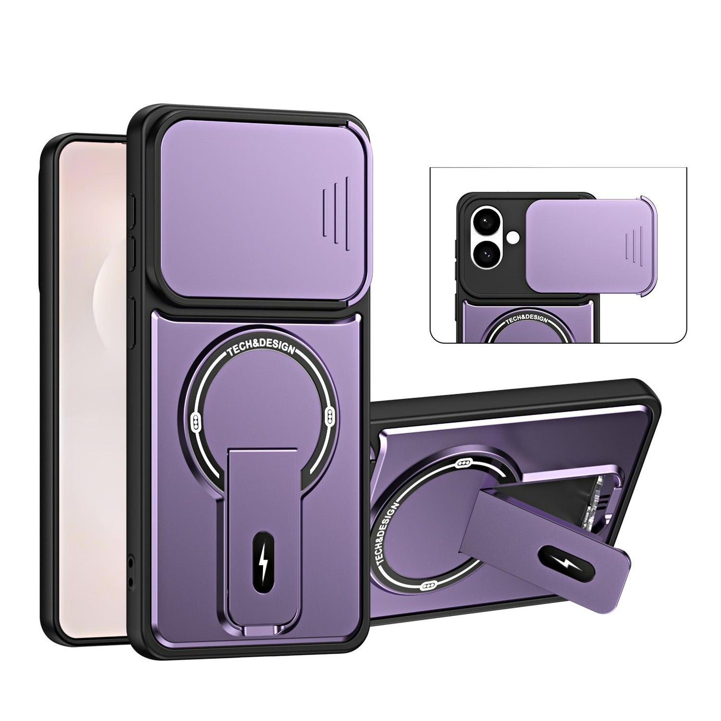 For Galaxy S26 Edge 5G Sliding Camshield Holder Magnetic Phone Case(Purple)