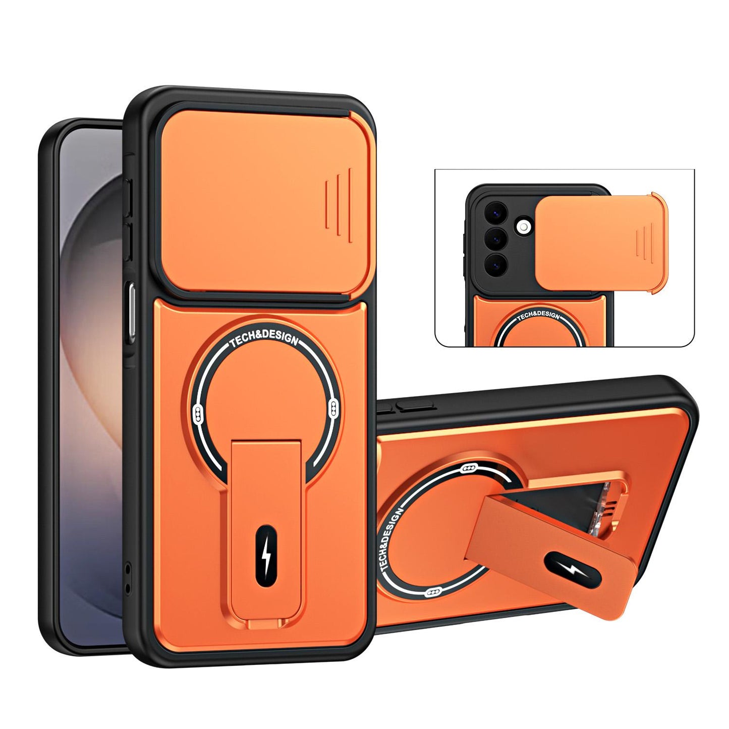 For Galaxy S26+ 5G Sliding Camshield Holder Magnetic Phone Case(Orange)