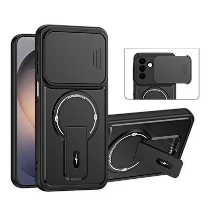 For Galaxy S26+ 5G Sliding Camshield Holder Magnetic Phone Case(Black)