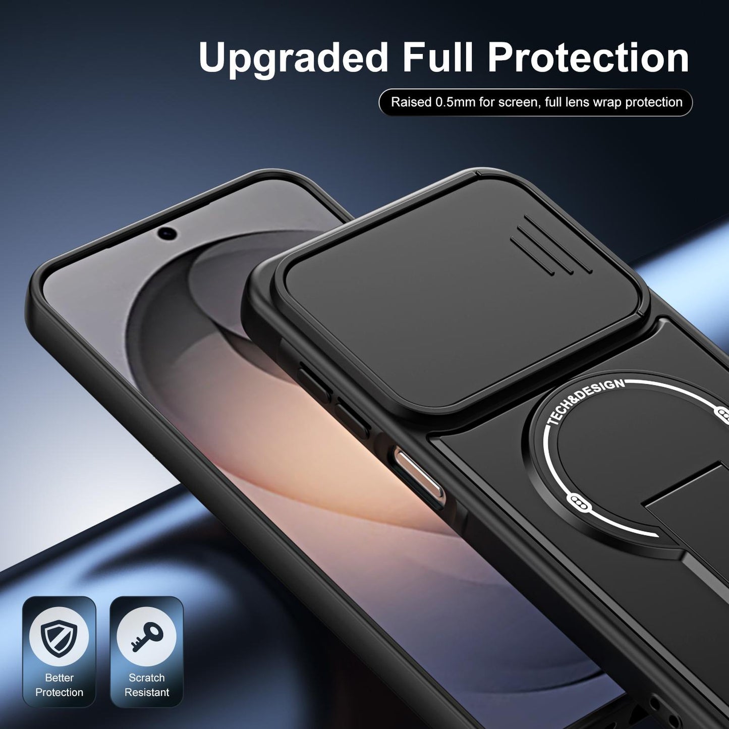 For Galaxy S26+ 5G Sliding Camshield Holder Magnetic Phone Case(Black)