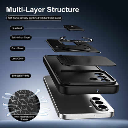 For Galaxy S26+ 5G Sliding Camshield Holder Magnetic Phone Case(Black)