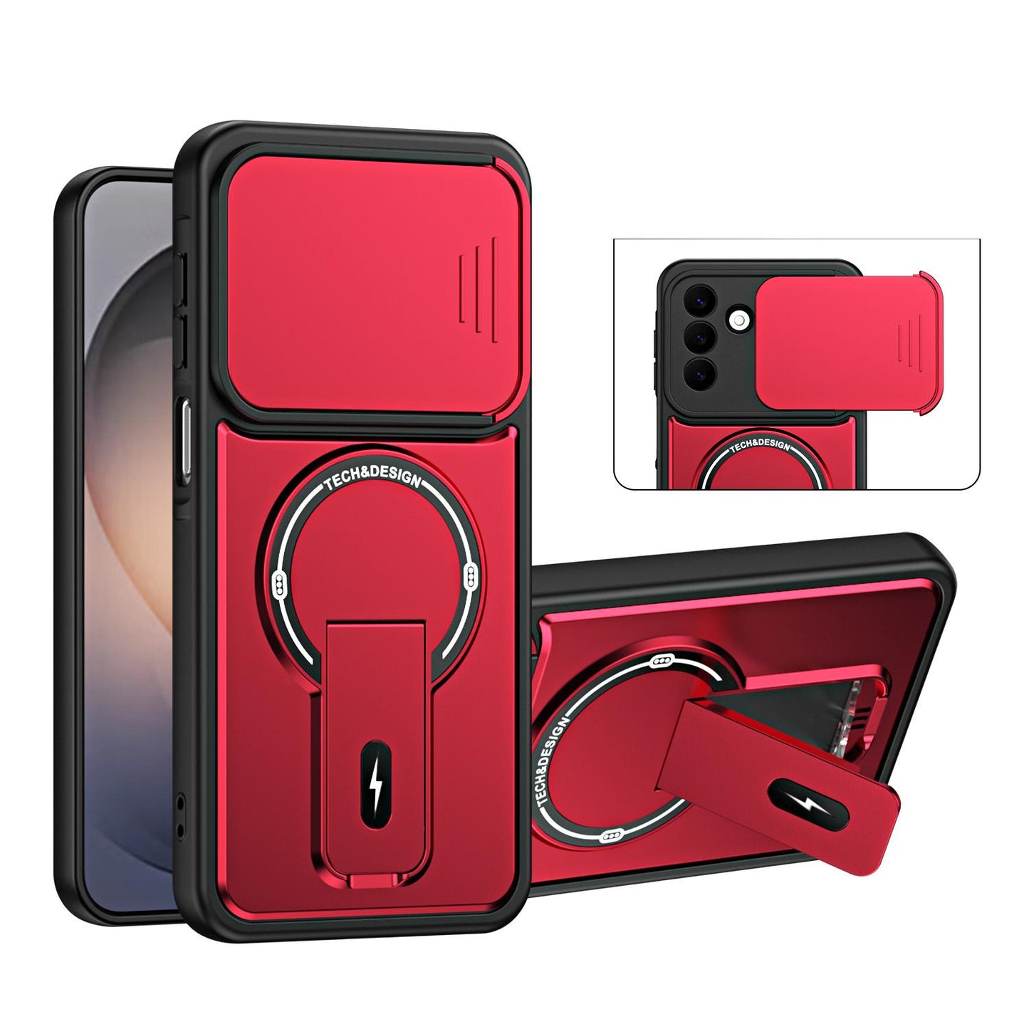 For Galaxy S26+ 5G Sliding Camshield Holder Magnetic Phone Case(Red)