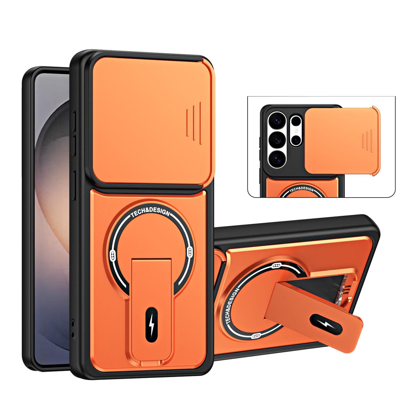 For Galaxy S26 Ultra 5G Sliding Camshield Holder Magnetic Phone Case(Orange)