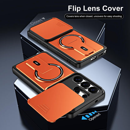 For Galaxy S26 Ultra 5G Sliding Camshield Holder Magnetic Phone Case(Orange)