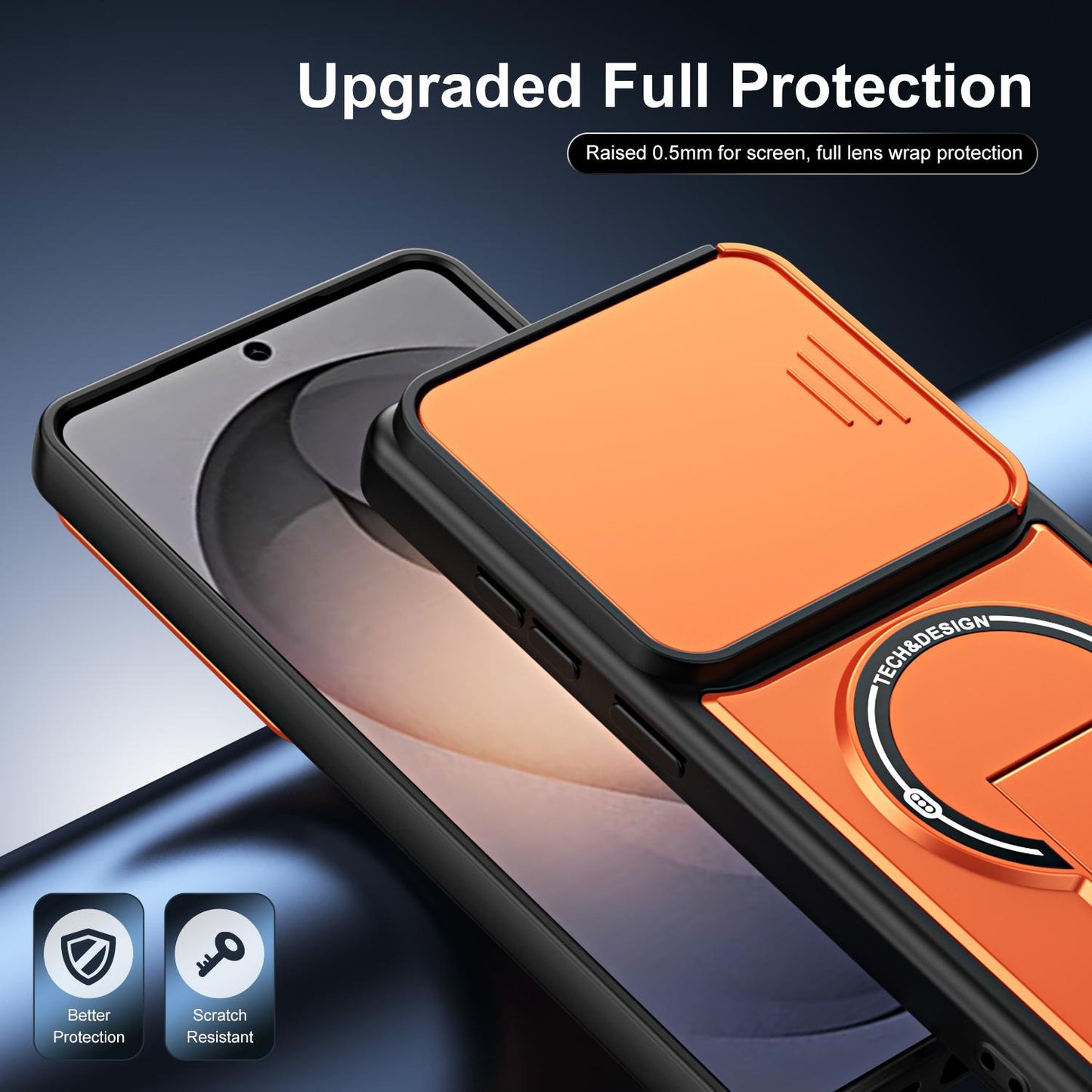 For Galaxy S26 Ultra 5G Sliding Camshield Holder Magnetic Phone Case(Orange)