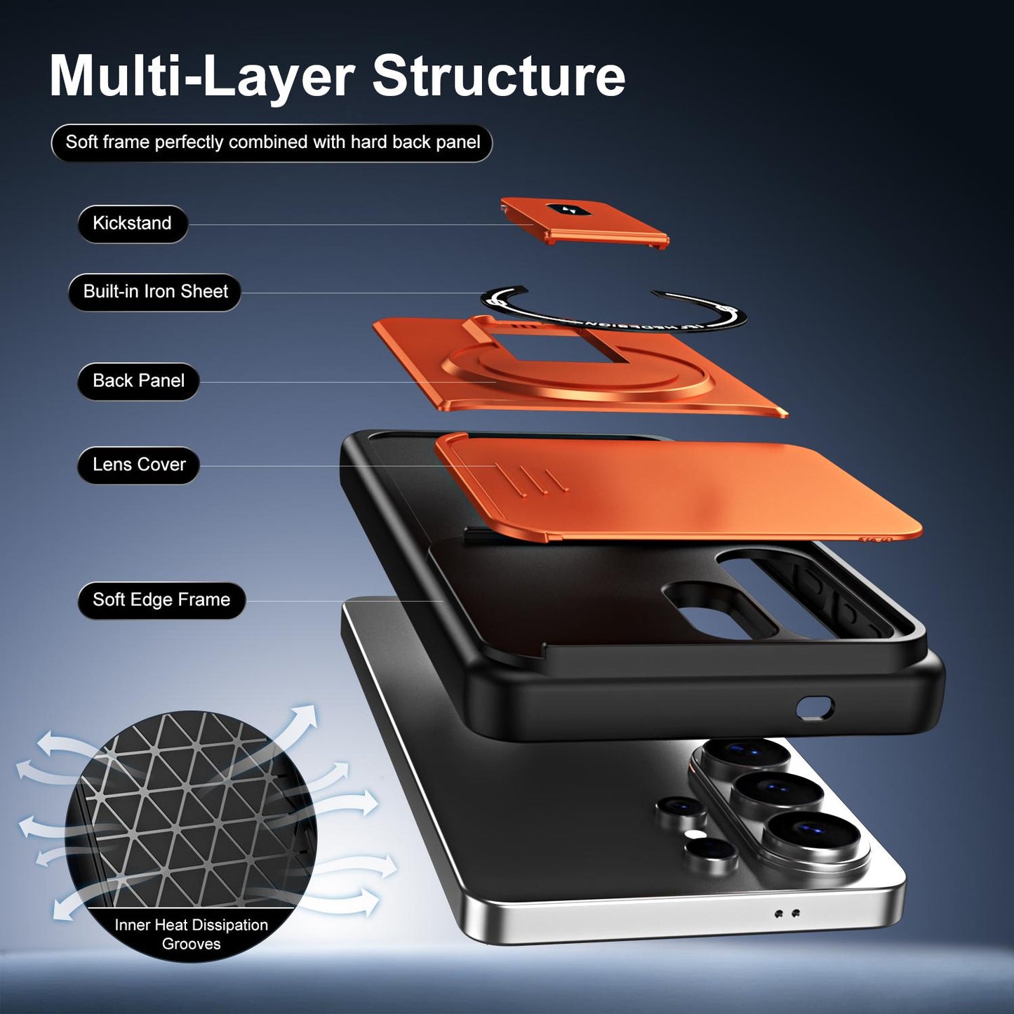 For Galaxy S26 Ultra 5G Sliding Camshield Holder Magnetic Phone Case(Orange)