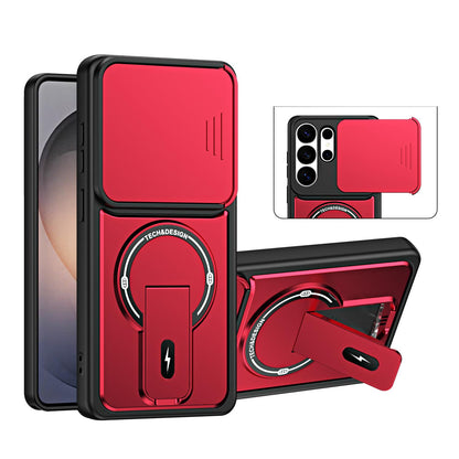 For Galaxy S26 Ultra 5G Sliding Camshield Holder Magnetic Phone Case(Red)