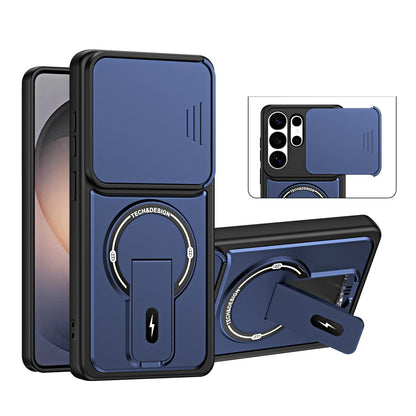 For Galaxy S26 Ultra 5G Sliding Camshield Holder Magnetic Phone Case(Blue)