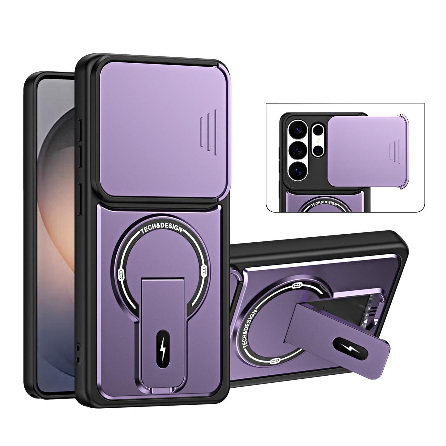 For Galaxy S26 Ultra 5G Sliding Camshield Holder Magnetic Phone Case(Purple)