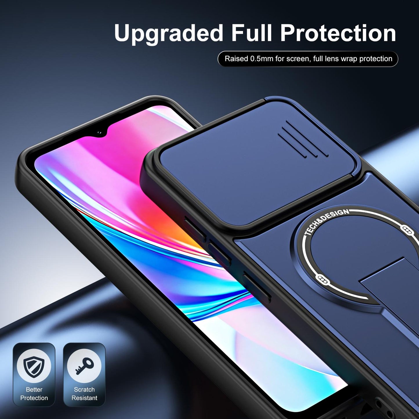 For ZTE Blade A35e 4G Sliding Camshield Holder Magnetic Phone Case(Black)