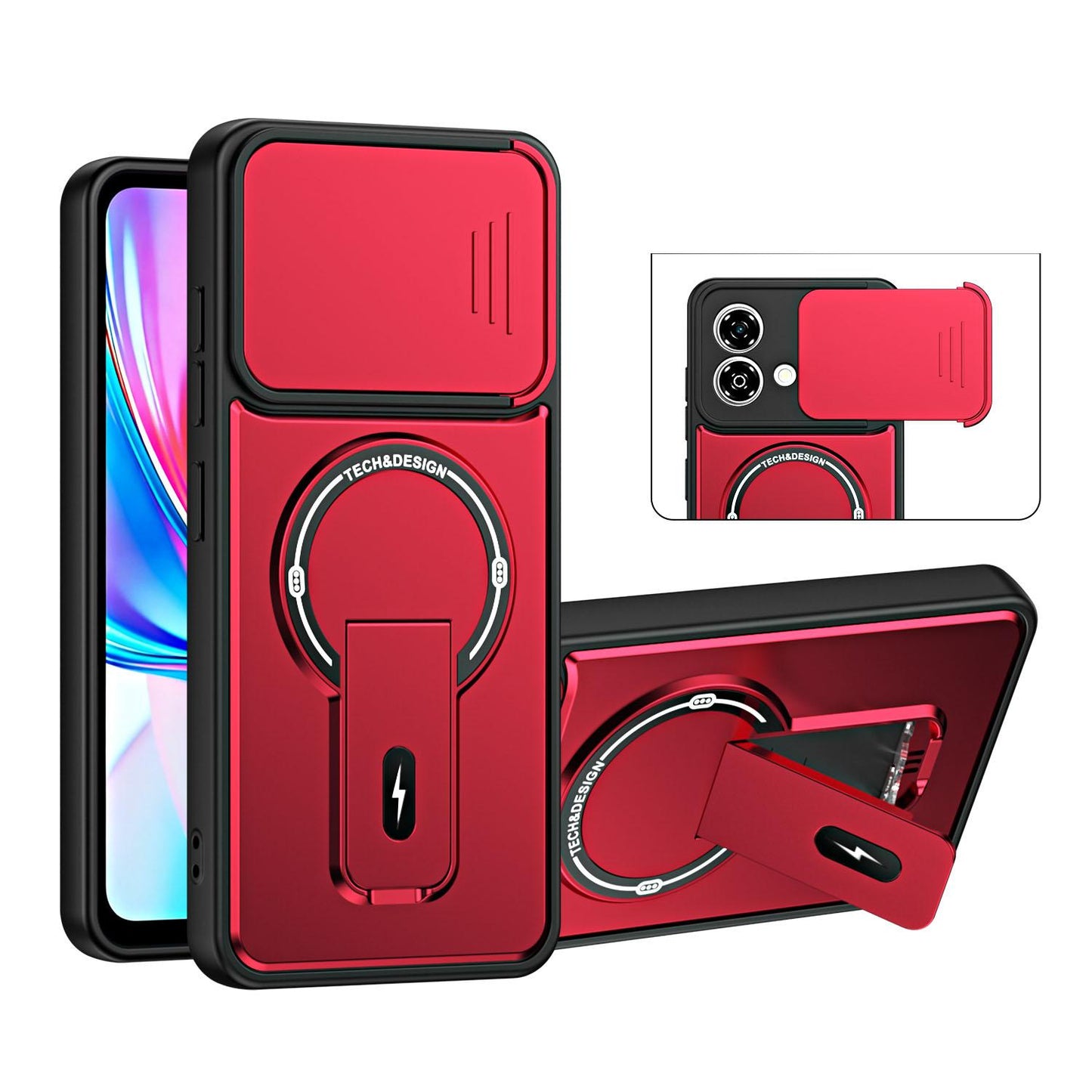 For ZTE Blade A35e 4G Sliding Camshield Holder Magnetic Phone Case(Red)