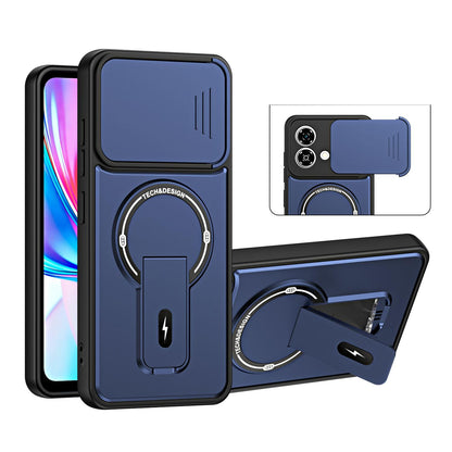 For ZTE Blade A35e 4G Sliding Camshield Holder Magnetic Phone Case(Blue)