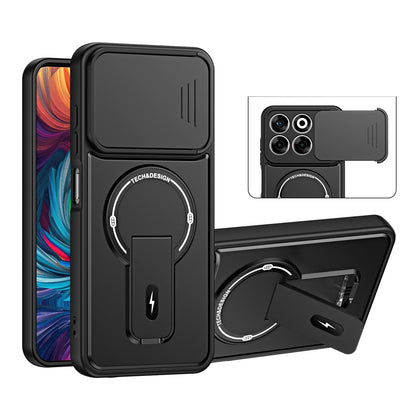For ZTE Blade A35 / A55 Sliding Camshield Holder Magnetic Phone Case(Black)
