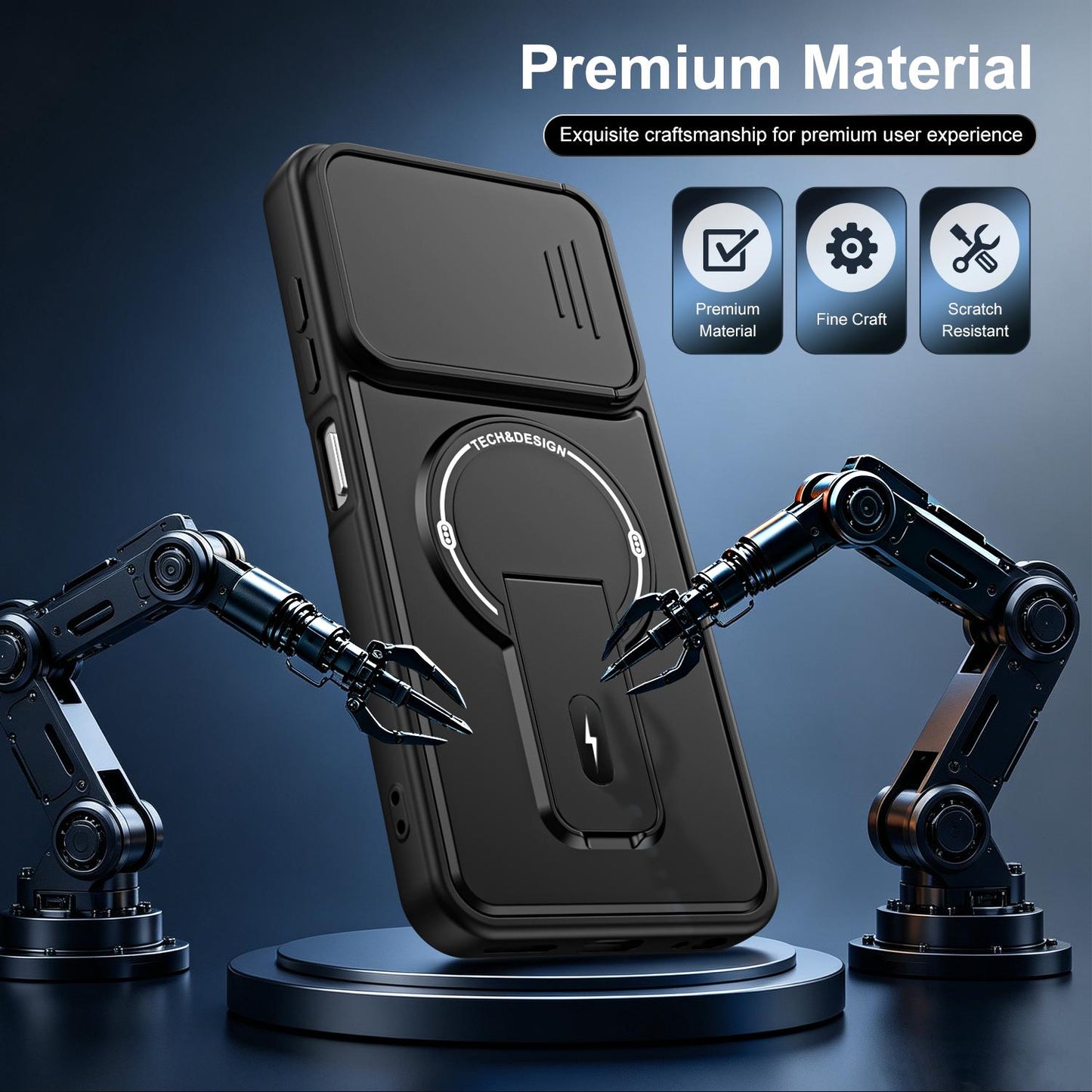 For ZTE Blade A35 / A55 Sliding Camshield Holder Magnetic Phone Case(Black)