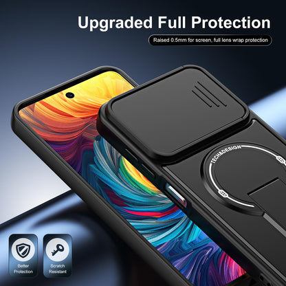 For ZTE Blade A35 / A55 Sliding Camshield Holder Magnetic Phone Case(Black)