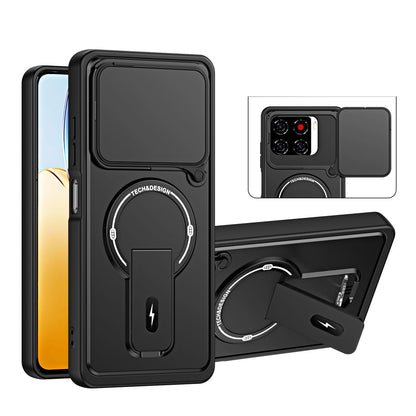 For ZTE Blade A56 4G / A56 Pro Sliding Camshield Holder Magnetic Phone Case(Black)