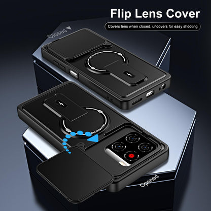 For ZTE Blade A56 4G / A56 Pro Sliding Camshield Holder Magnetic Phone Case(Black)