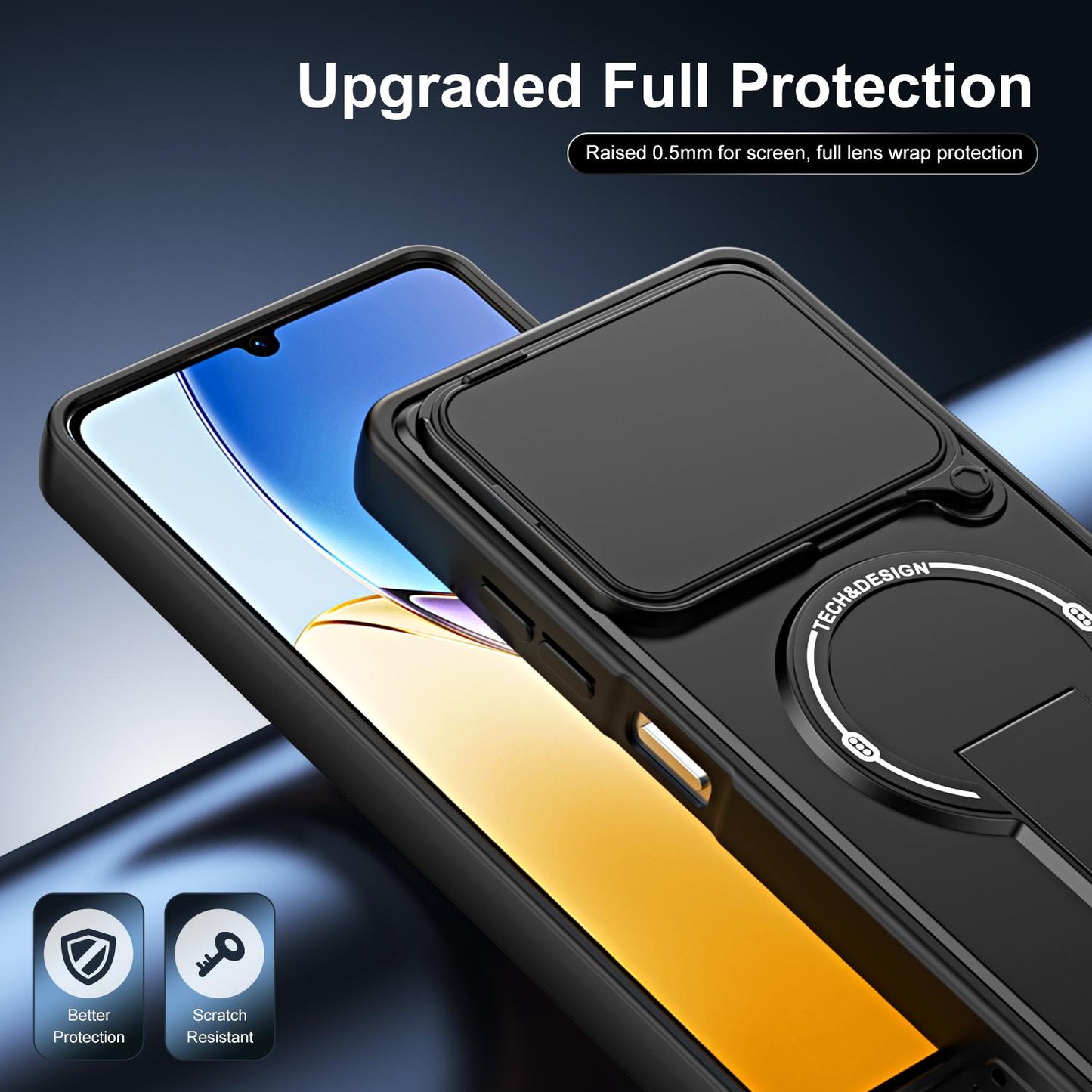 For ZTE Blade A56 4G / A56 Pro Sliding Camshield Holder Magnetic Phone Case(Blue)