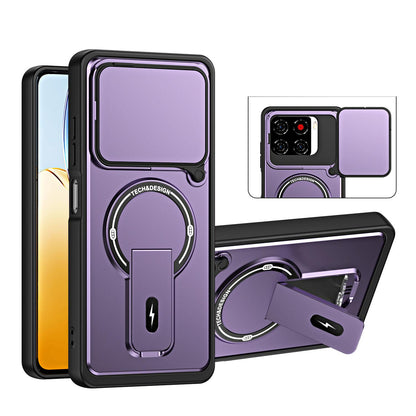 For ZTE Blade A56 4G / A56 Pro Sliding Camshield Holder Magnetic Phone Case(Purple)