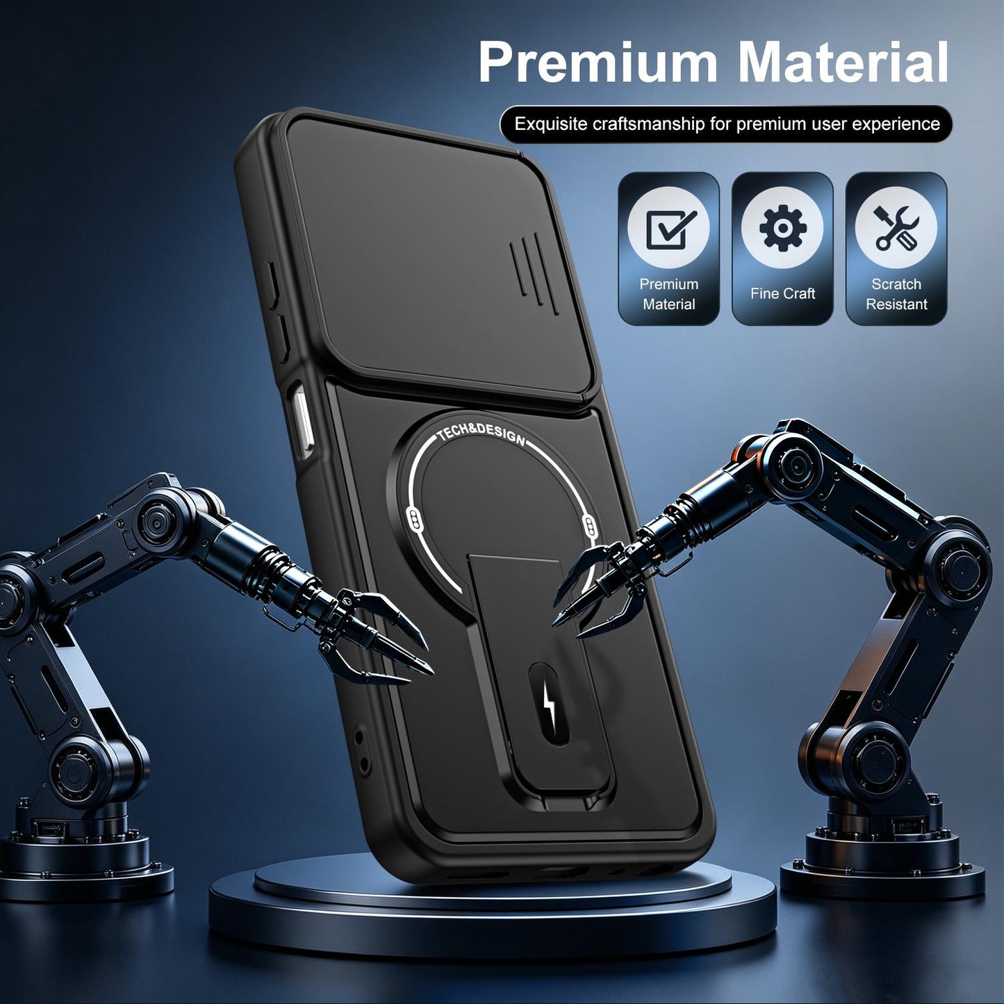 For ZTE nubia V80 Max Sliding Camshield Holder Magnetic Phone Case(Orange)