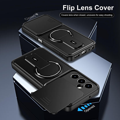 For ZTE nubia V80 Max Sliding Camshield Holder Magnetic Phone Case(Black)
