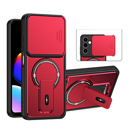 For ZTE nubia V80 Max Sliding Camshield Holder Magnetic Phone Case(Red)