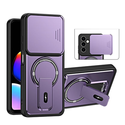 For ZTE nubia V80 Max Sliding Camshield Holder Magnetic Phone Case(Purple)