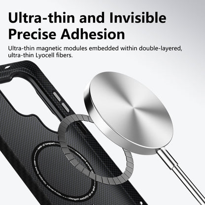 For Galaxy S26 5G ABEEL Lightweight Zero Feel Series Lyocell Fiber Water Adhesive Magnetic Phone Case - Small Meander Carbon Fiber - EDA009989102C
