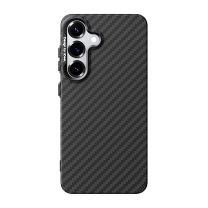 For Galaxy S25 5G ABEEL Lightweight Zero Feel Series Lyocell Fiber Water Adhesive Magnetic Phone Case - Carbon Fiber Black - EDA009989103A