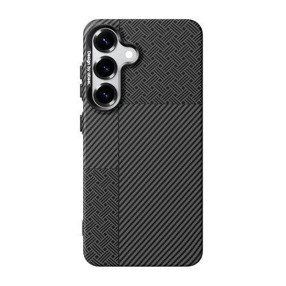 For Galaxy S25 5G ABEEL Lightweight Zero Feel Series Lyocell Fiber Water Adhesive Magnetic Phone Case - Small Meander Carbon Fiber - EDA009989103C