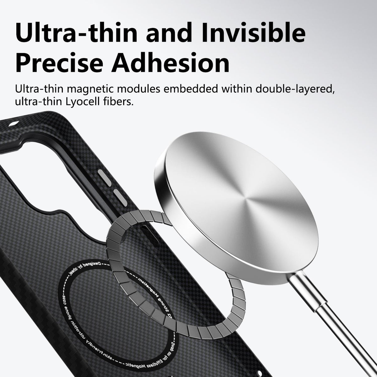 For Galaxy S25 5G ABEEL Lightweight Zero Feel Series Lyocell Fiber Water Adhesive Magnetic Phone Case - Small Meander Carbon Fiber - EDA009989103C