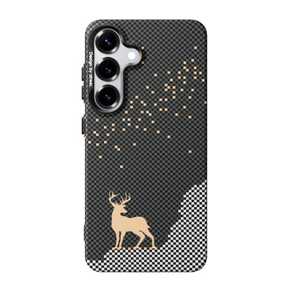 For Galaxy S25 5G ABEEL Lightweight Zero Feel Series Lyocell Fiber Water Adhesive Magnetic Phone Case - Auspicious Deer - EDA009989103F
