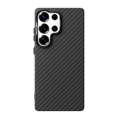 For Galaxy S25 Ultra 5G ABEEL Lightweight Zero Feel Series Lyocell Fiber Water Adhesive Magnetic Phone Case - Carbon Fiber Black - EDA009989104A