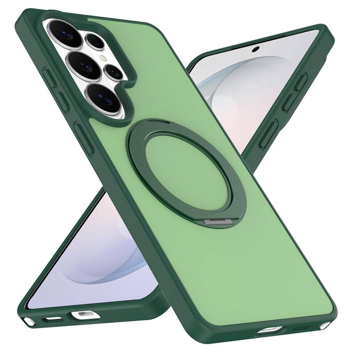 For Galaxy S23 Ultra 5G Skin Feel Revolving Kickstand Magnetic Phone Case - Green - EDA009989201B