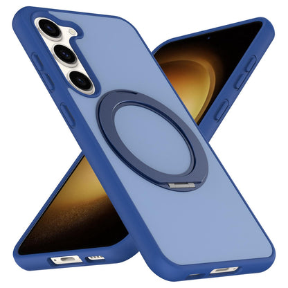 For Galaxy S23 5G Skin Feel Revolving Kickstand Magnetic Phone Case(Blue)