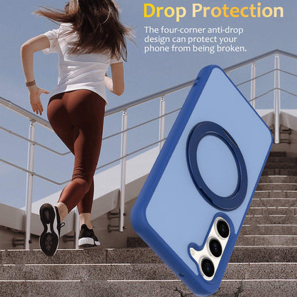 For Galaxy S23 5G Skin Feel Revolving Kickstand Magnetic Phone Case(Blue)