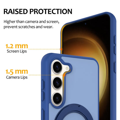For Galaxy S23 5G Skin Feel Revolving Kickstand Magnetic Phone Case(Blue)