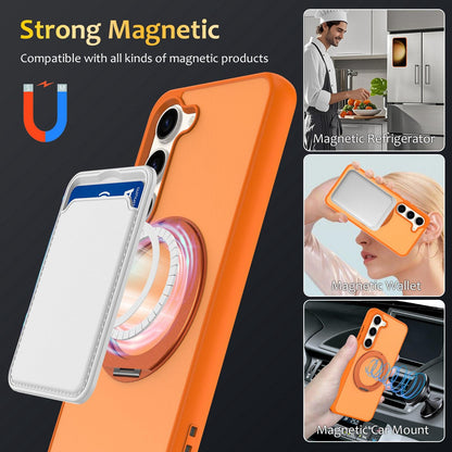 For Galaxy S23 5G Skin Feel Revolving Kickstand Magnetic Phone Case(Orange)