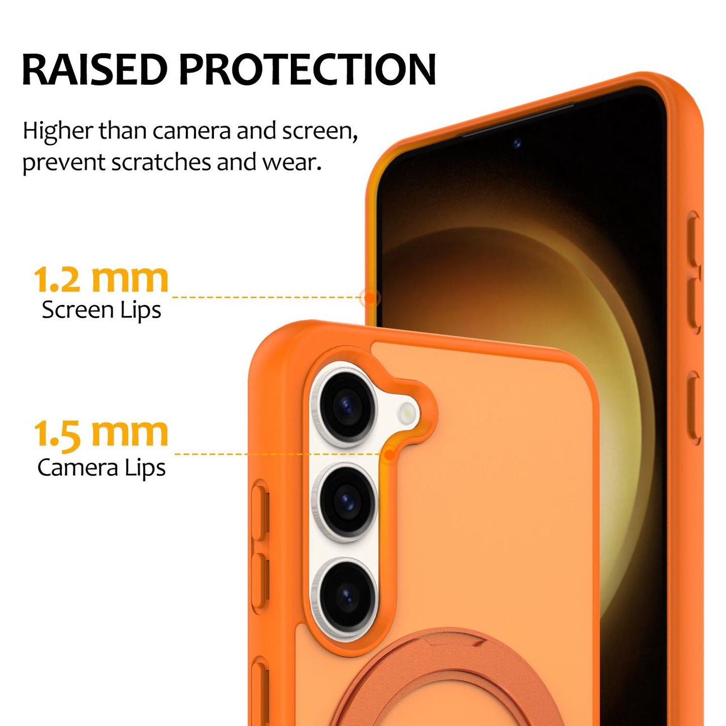 For Galaxy S23 5G Skin Feel Revolving Kickstand Magnetic Phone Case(Orange)