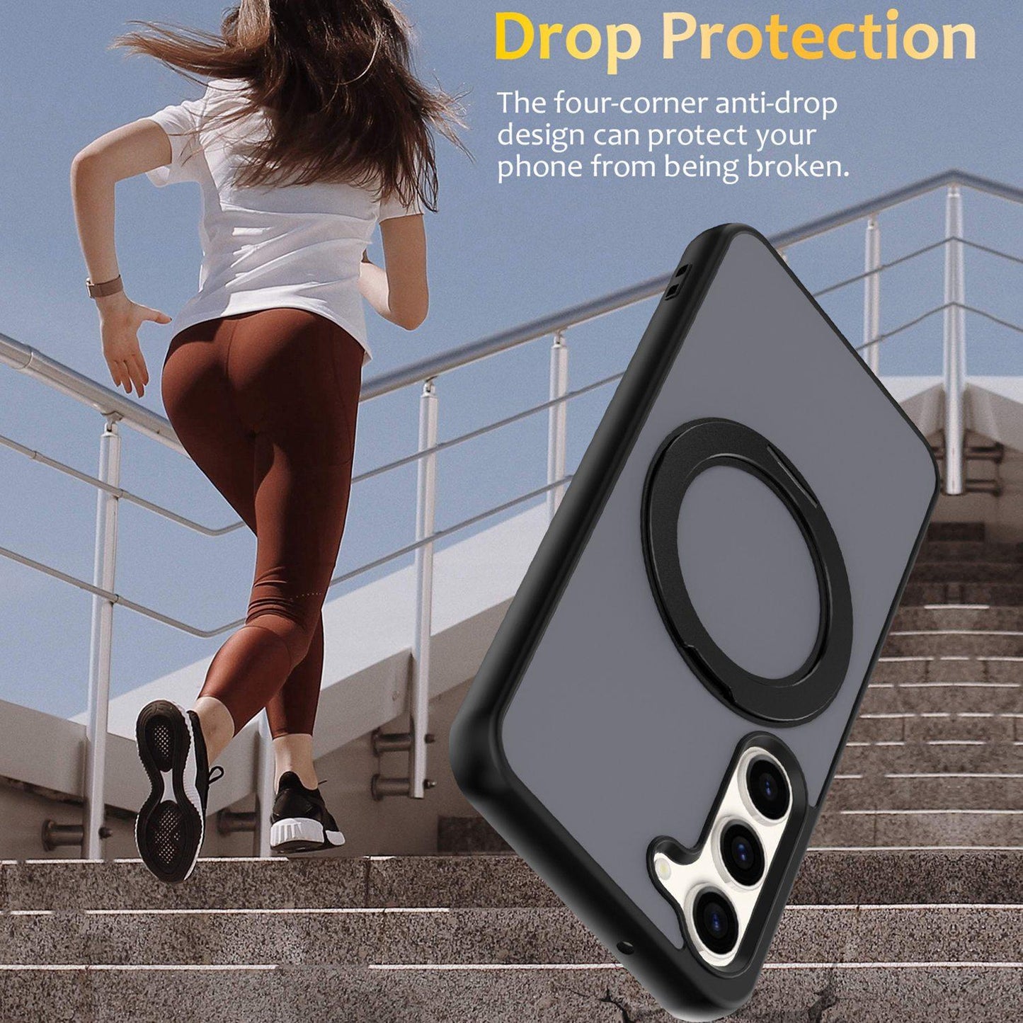 For Galaxy S23 5G Skin Feel Revolving Kickstand Magnetic Phone Case(Black)