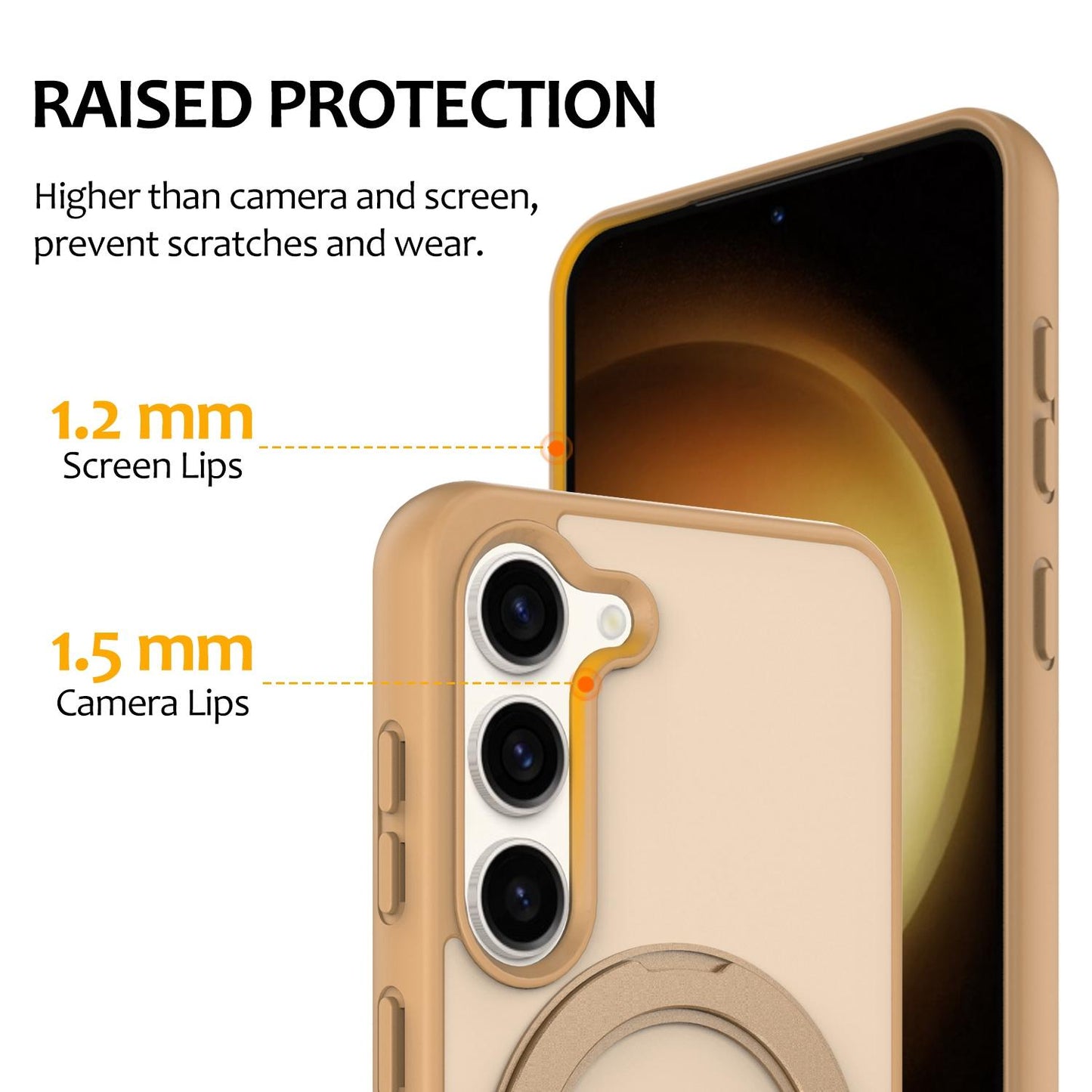 For Galaxy S23 5G Skin Feel Revolving Kickstand Magnetic Phone Case(Gold)