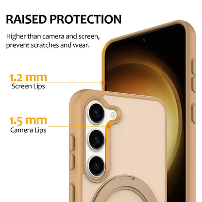 For Galaxy S23 5G Skin Feel Revolving Kickstand Magnetic Phone Case(Gold)