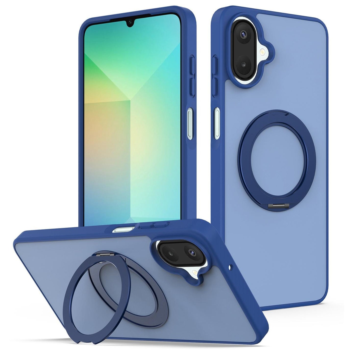 For Galaxy A08 / A07 4G&5G Skin Feel Revolving Kickstand Magnetic Phone Case(Blue)