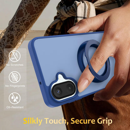 For Galaxy A08 / A07 4G&5G Skin Feel Revolving Kickstand Magnetic Phone Case(Blue)