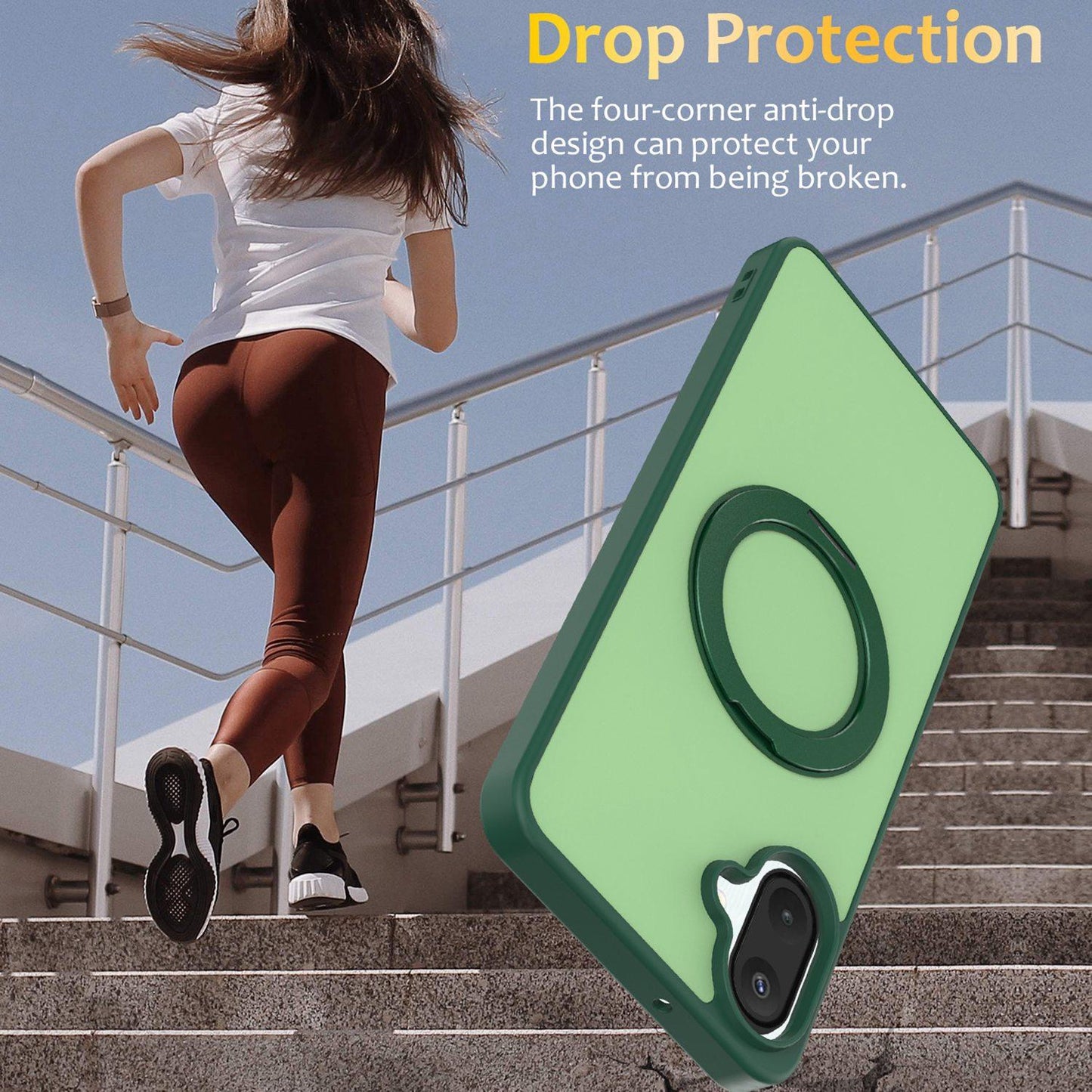 For Galaxy A08 / A07 4G&5G Skin Feel Revolving Kickstand Magnetic Phone Case(Green)