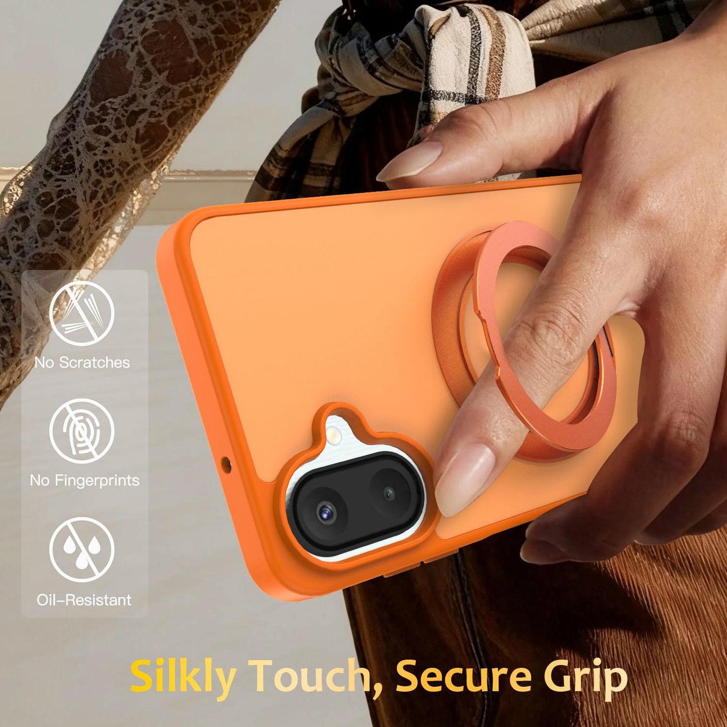 For Galaxy A08 / A07 4G&5G Skin Feel Revolving Kickstand Magnetic Phone Case(Orange)