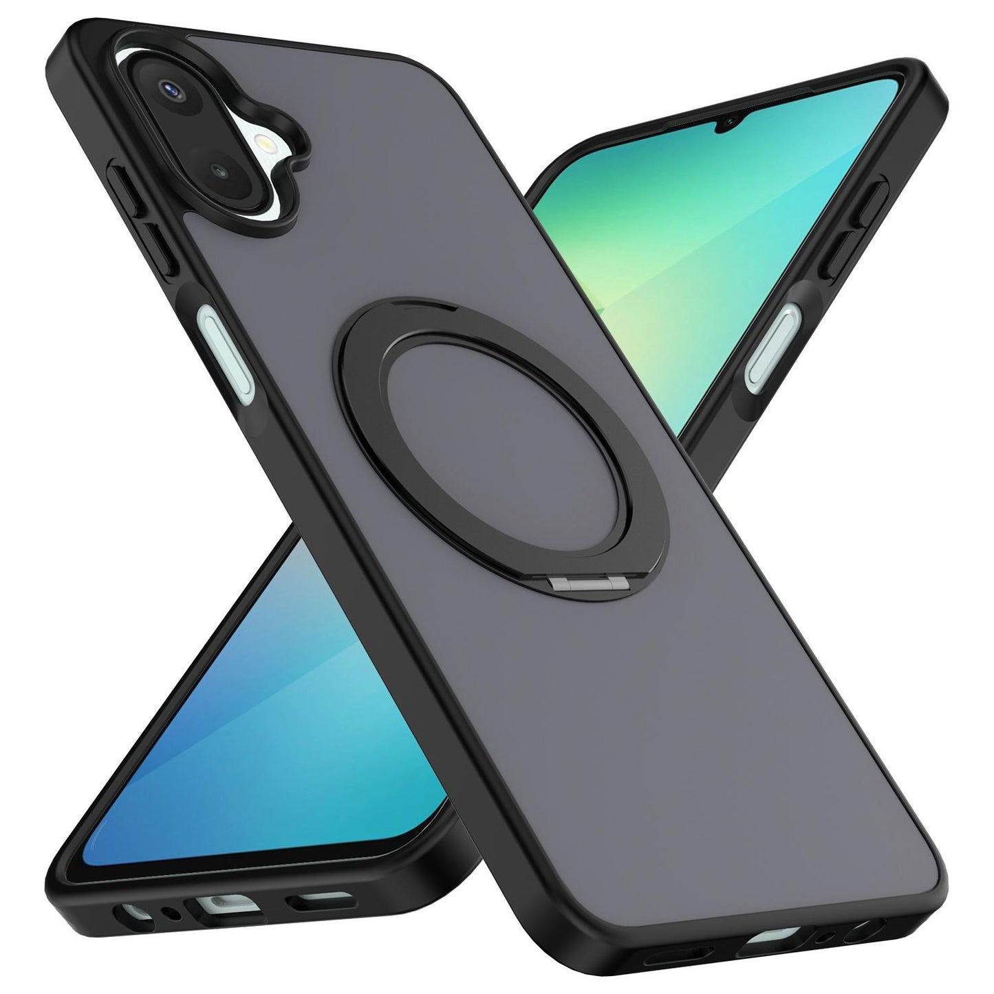 For Galaxy A08 / A07 4G&5G Skin Feel Revolving Kickstand Magnetic Phone Case(Black)
