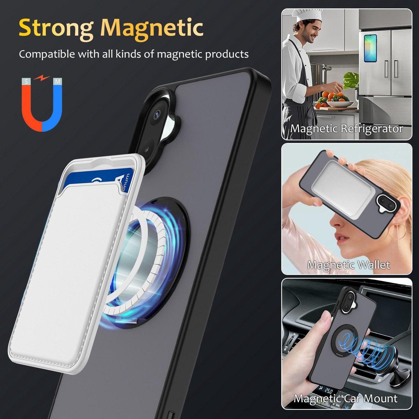 For Galaxy A08 / A07 4G&5G Skin Feel Revolving Kickstand Magnetic Phone Case(Black)