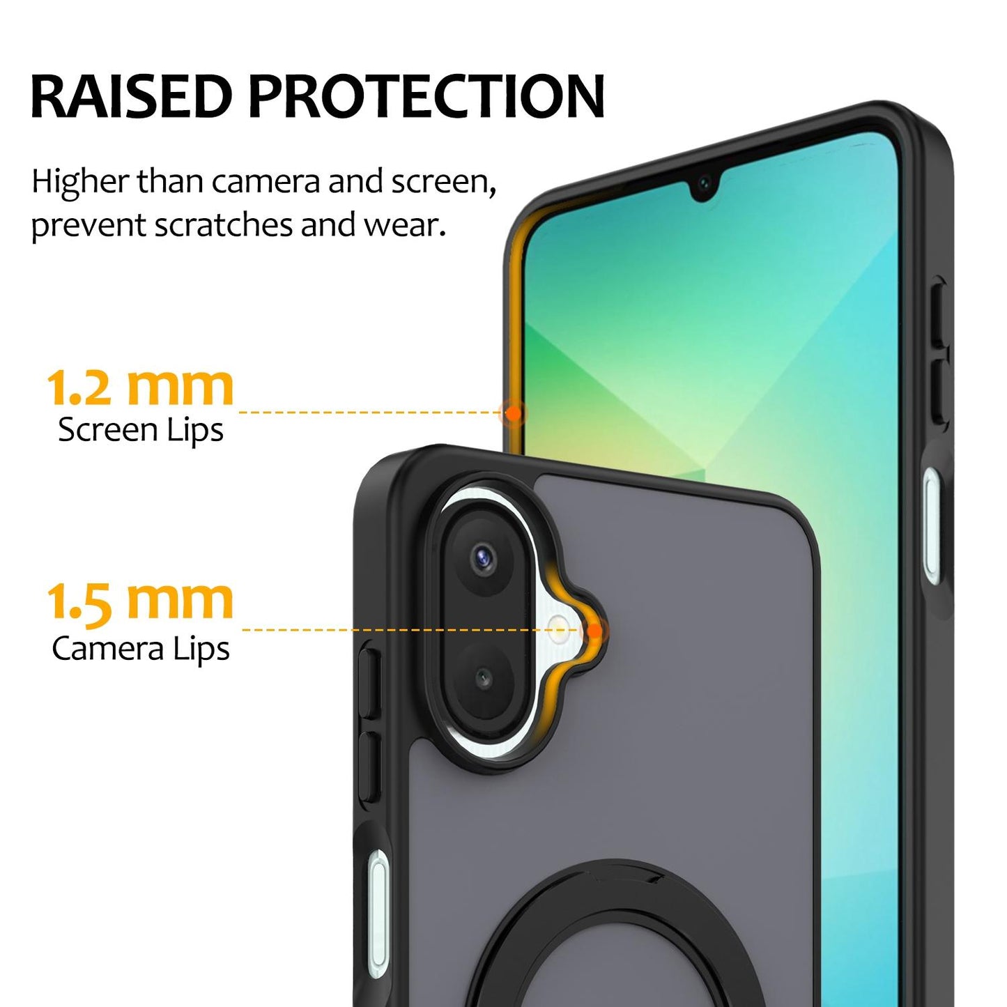 For Galaxy A08 / A07 4G&5G Skin Feel Revolving Kickstand Magnetic Phone Case(Black)