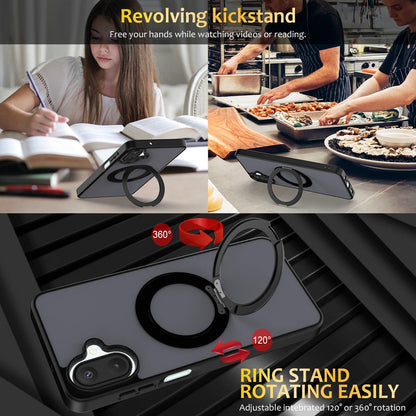 For Galaxy A08 / A07 4G&5G Skin Feel Revolving Kickstand Magnetic Phone Case(Black)